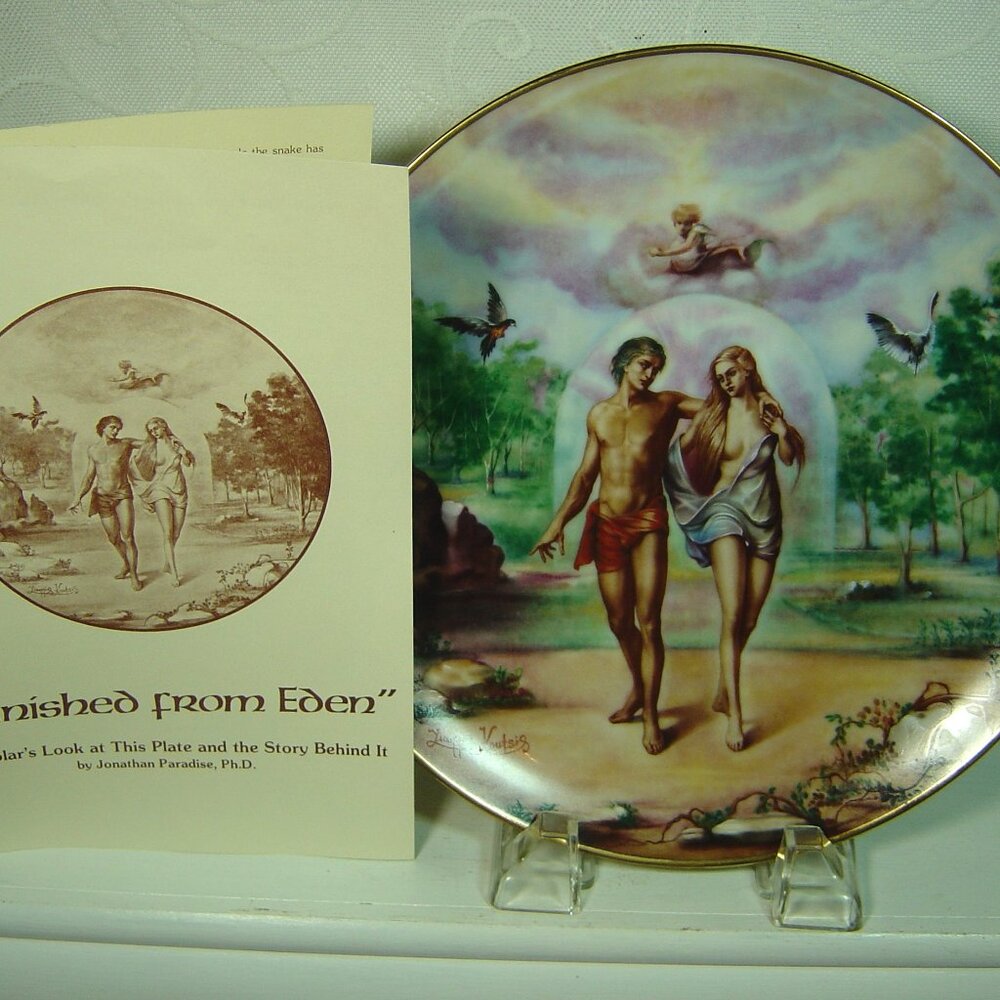 Vintage Yiannis Koutsis plate-Banished from Eden-#4 in The Creation Series-1977